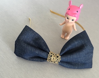 Big bow bronze headband with paillettes