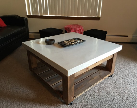 White Concrete Coffee Table by ArtConcreteCo on Etsy