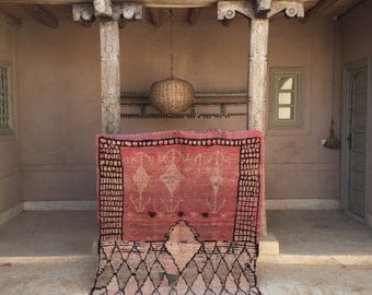 AILA 4'11" x 6'1" - Moroccan Berber Beni Ourain Azilal Boucherouite Boujaad Beni Mguild Rug
