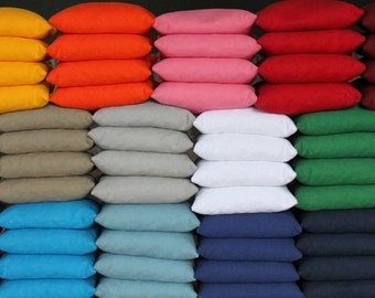 8 corn filled cornhole bags made with high quality duck cloth