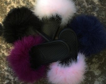 nike fluffy slides