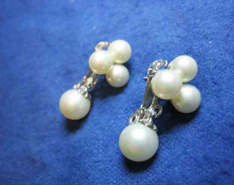 Vintage Lewis Segal Pearl Pierced Clip Earrings