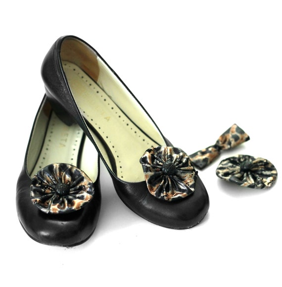 Leopard Shoe Clips Shoe Accessories Black Brown Gold Mixed