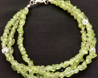 3-Strand Peridot Bracelet // Gemstone Bracelet