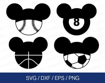 Mickey Sport Balls Svg, Mickey Svg, Disney Svg, Sport Balls Svg, Eps, Dxf, Png use with Cricut & Silhouette