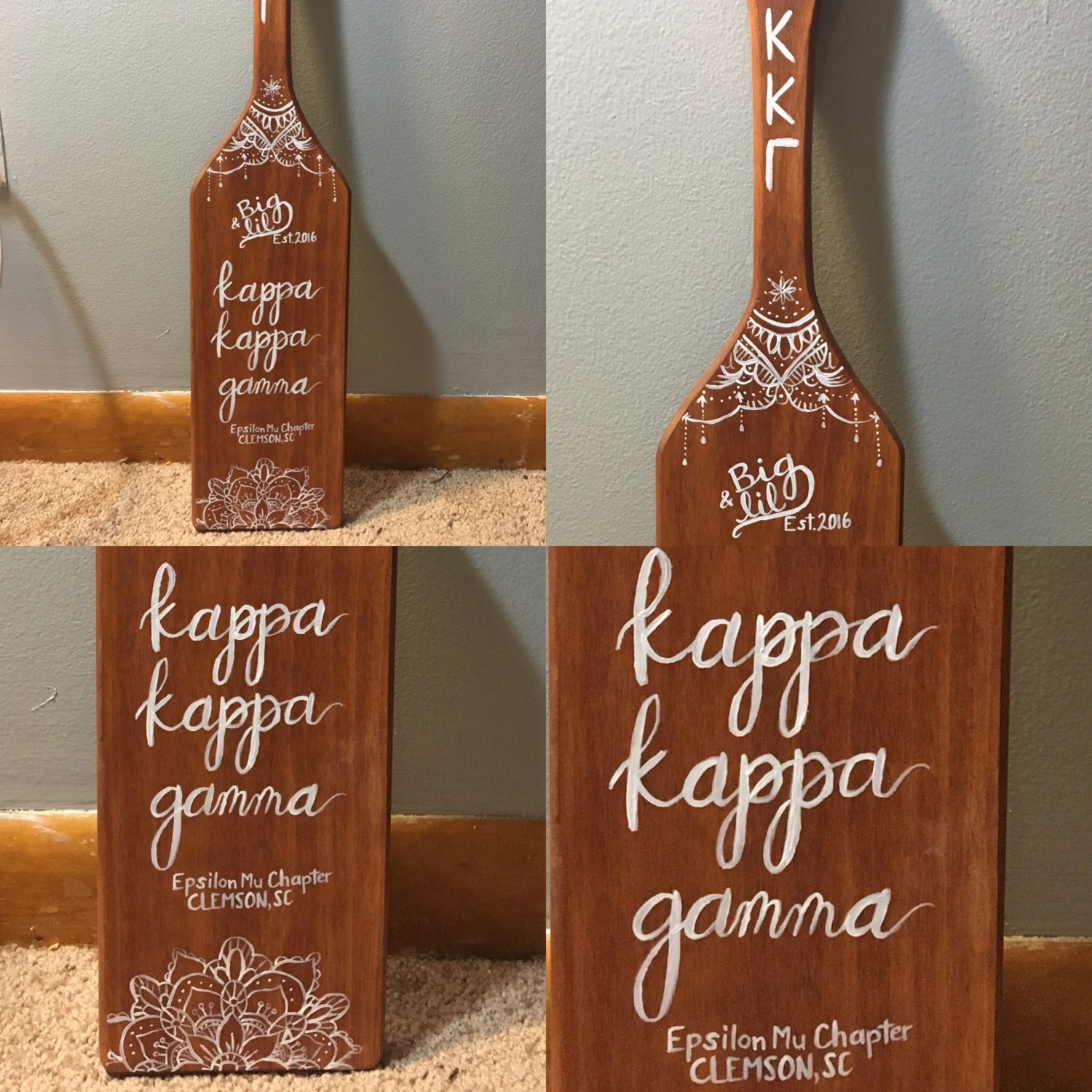 Hand Painted Sorority Paddle Custom Made Calligraphy Bohemian