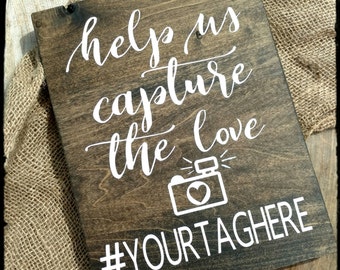 Wedding Hashtag Sign, Rustic Wedding Hashtag Sign, Hand Painted Sign, Wedding Sign, Wedding Decor