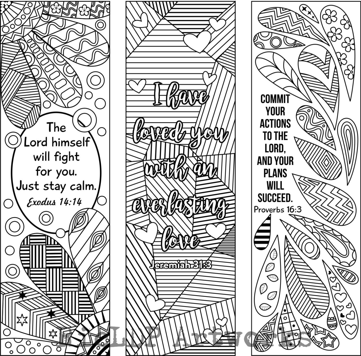 6 Bible Verse Coloring Bookmarks plus 3 designs with blank