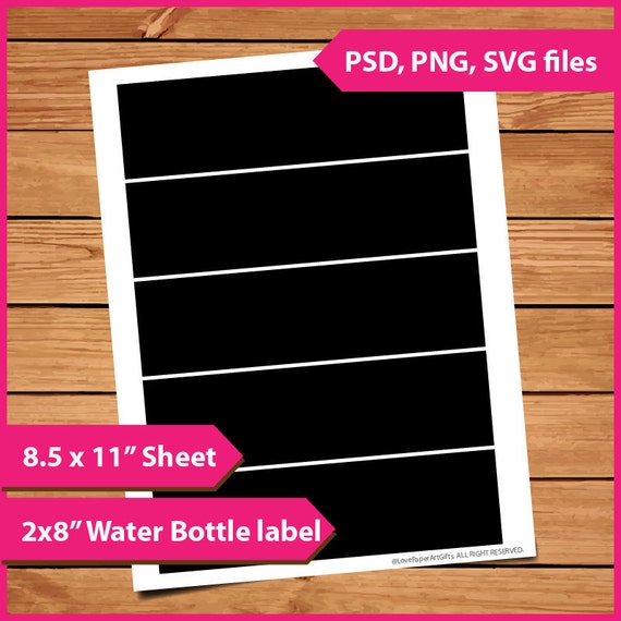 Water Bottle Label Template Instant Download PSD PNG and SVG
