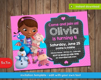 Doc McStuffins Invitation - Printable birthday party invite - INSTANT PDF DOWNLOAD