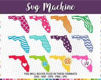 Florida monogram pattern designs - Florida State SVG - Cut Files for Cricut - files for silhouette svg – chevron pattern - svg dxf eps jpg