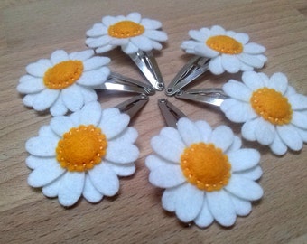 Toddler hair clips, Daisy hair clips for girls, White Flower hair clips for women, Daisy hair accessory, Women hair clips / set of 2