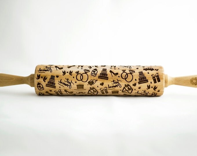 WEDDING rolling pin, embossing rolling pin, engraved rolling pin for a gift, Just Married, love, gift ideas, gifts, unique, autumn, wedding