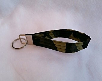 Camouflage key fob, key chain, wristlet