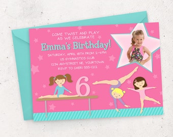 Gymnastics Birthday Invitation - DIY Printable Digital File (Printing also available)