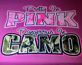 Pink camo tshirt | Etsy