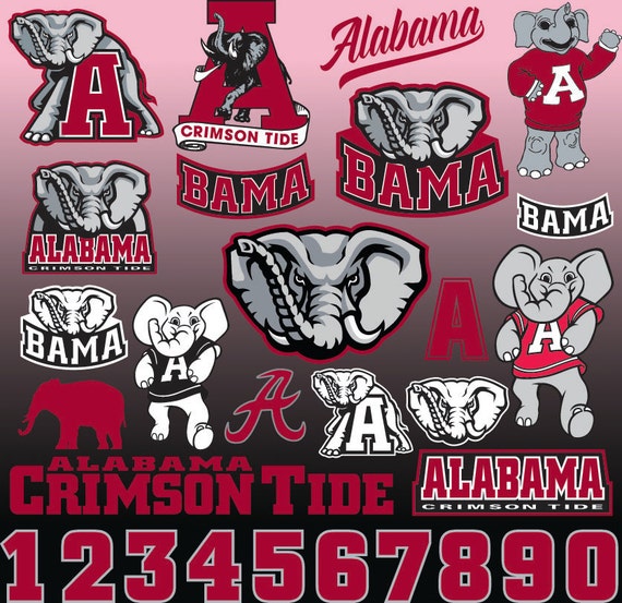 Alabama Crimson Tide Football Logo Numbers by EPSsiIhovetteSVG