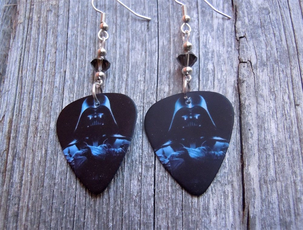 Star Wars Darth Vader Guitar Pick Earrings with Silver