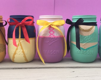 Disney princess mason jar- disney princess decor
