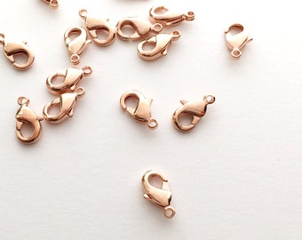 10Pcs Small 16k Rose Gold Lobster Claw Clasps, Brass Clasps, Jewelry Supply, Craft Supplies, wholesale jewelry supplies High Quality 10PLC-R