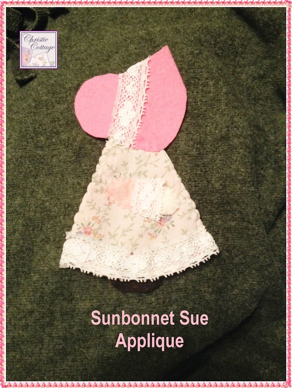 Sunbonnet Sue, Applique, Handmade, 002, Pink, Gingham