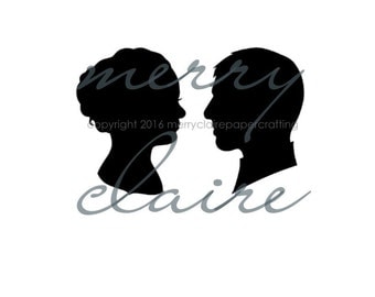 Silhouette, Custom Wedding Bride and Groom Hand-cut Silhouette Portrait Package