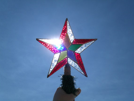 multi color tree topper star stained glass rustic looking multi color tree topper star stained glass rustic looking