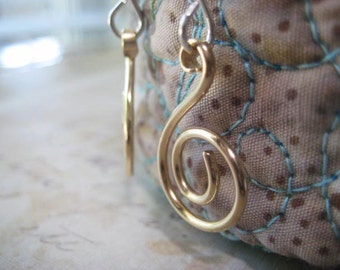 Gold Swirl Earrings, Mixed Metals, 14k Gold Fill, Sterling Silver, Gold Swirls, Handformed Swirls, Golden Petite, Womens Jewelry, candies64