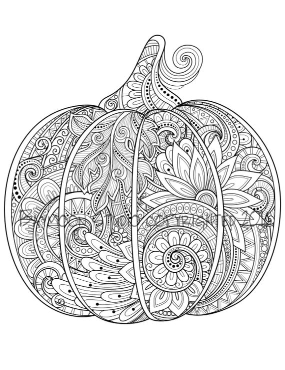 Paisley Pumpkin Coloring Page Printable Coloring by BAYMOONSTUDIO