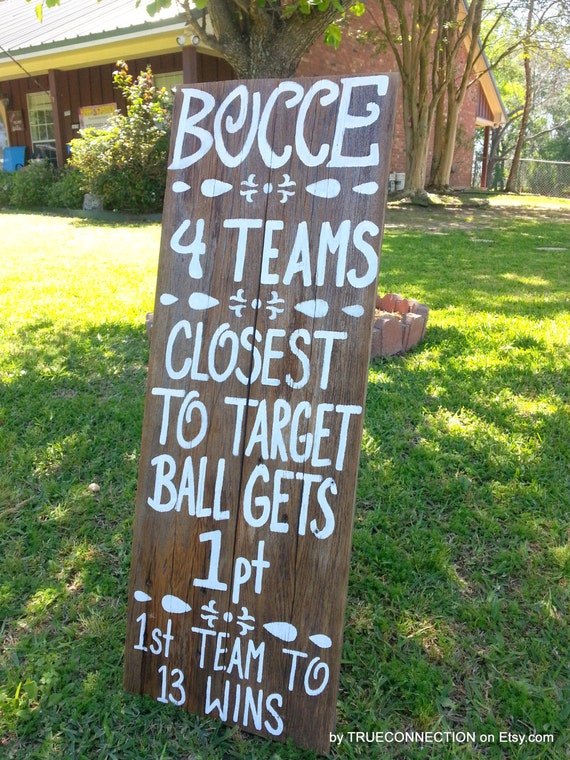BOCCE Sign. Game Rules Board. Lawn Games Sign. Yard Self