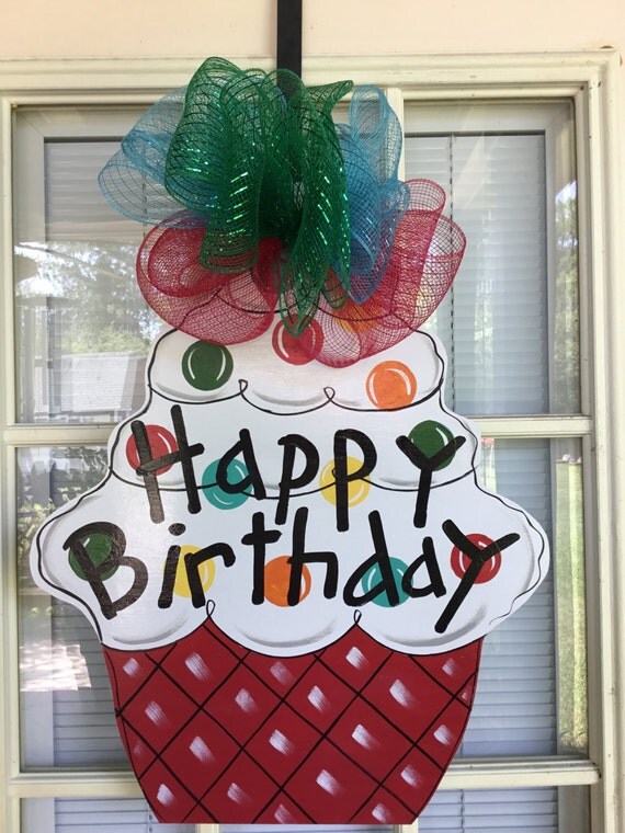 Birthday door hanger Front door decor Happy Birthday door