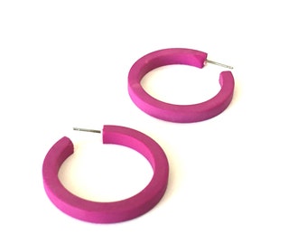 Violet Hoop Earrings | Bright Purple Hoops | Purple Matte Classic Lucite Hoops by Leetie Lovendale
