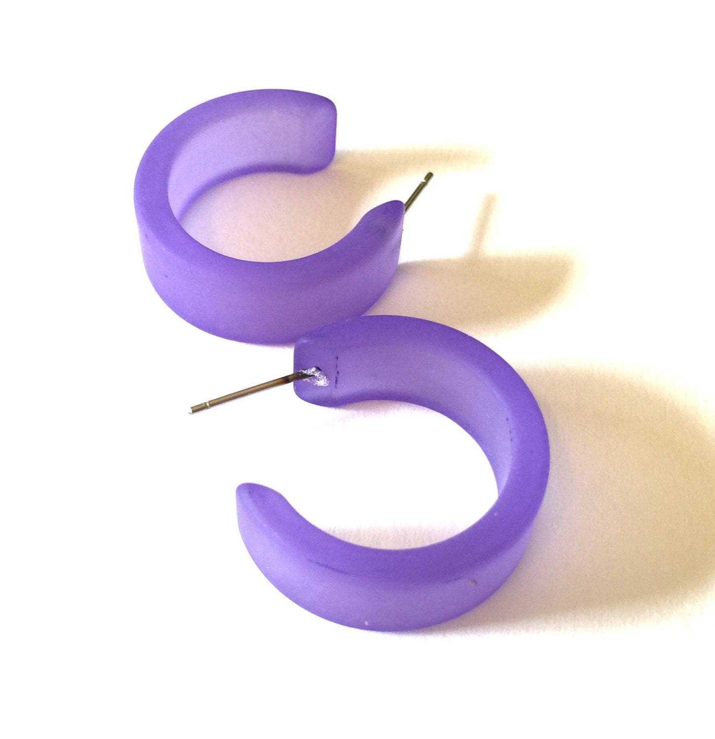 Purple Hoop Earrings Lucite Hoop Earrings Frosted Deep