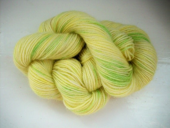 Sock yarn hand painted luxury pure alpaca 100g Primrose yellow, green