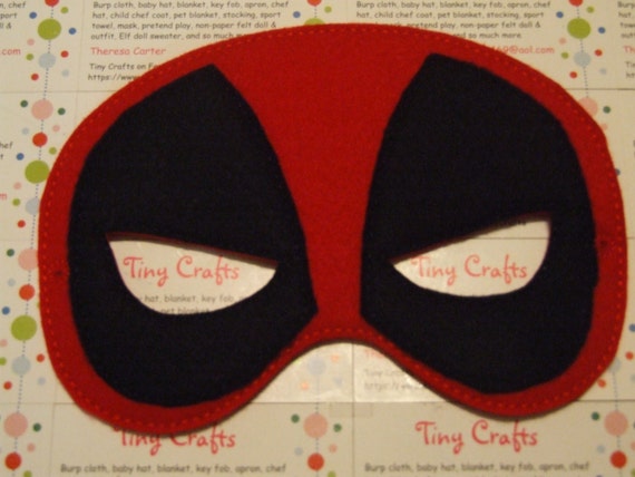 Deadpool inspired felt mask for dress up or Halloween Costume