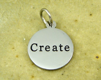 Create Charm Pendant Stainless Steel Silver Tone Creativity Charm Word Pendant |S5-4|1 XA