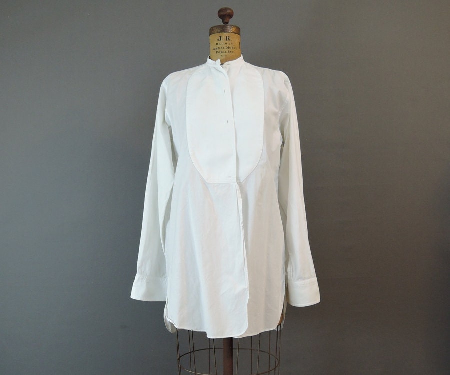 Men's 1920s Shirt Bib Front Tuxedo Shirt 42 inch Chest