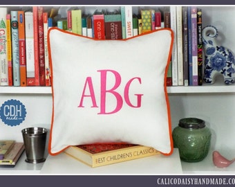 Large Font Monogrammed Pillow Cover - 14 x 14 square