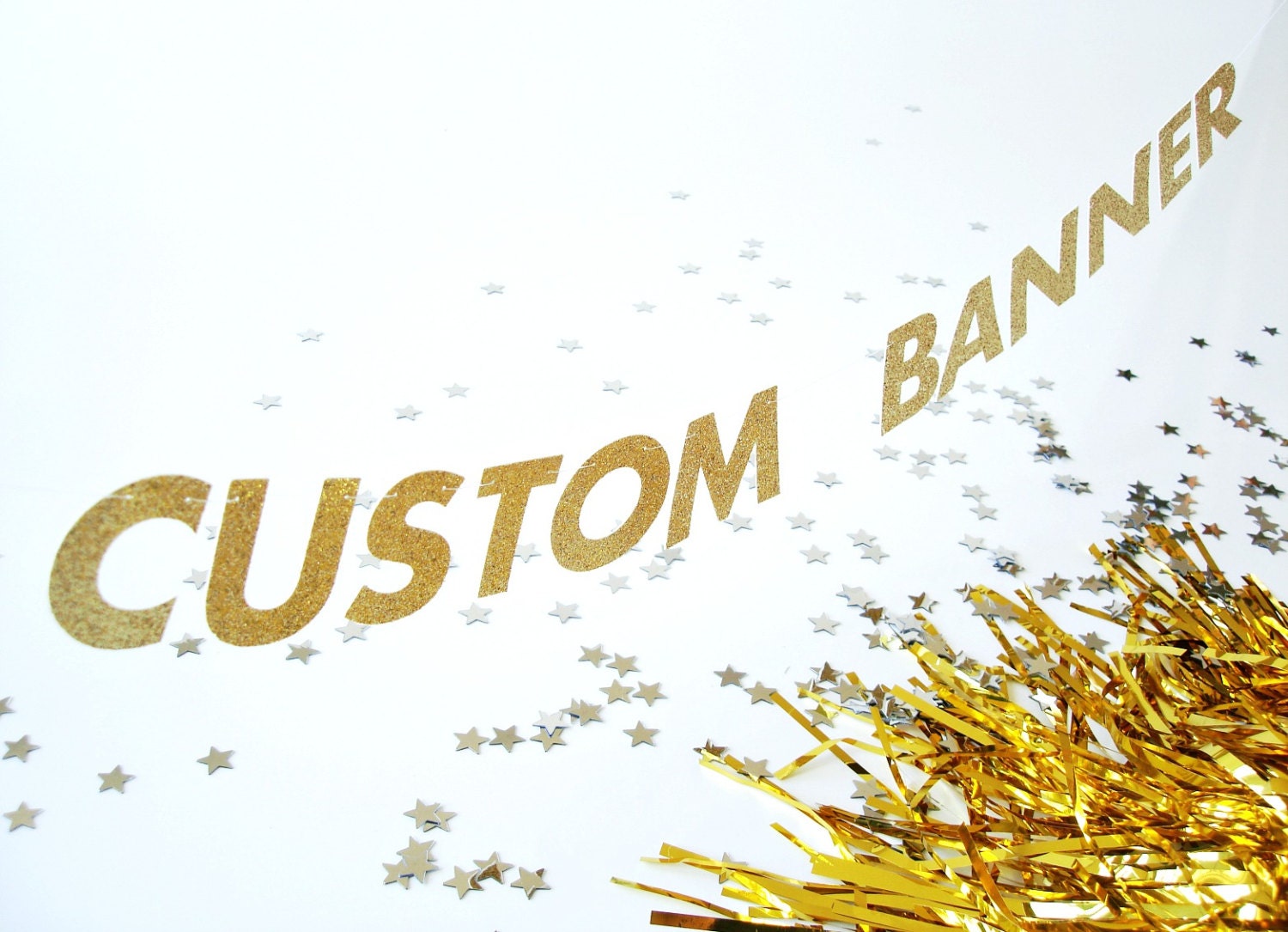 Custom Text Banner 3 Gold Glitter Letter Garland by SisBoomBaa