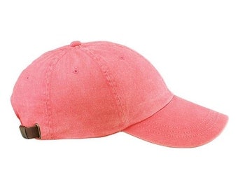 CORAL HAT - One Women or Men Adams Baseball Cap - 24 Color Hats Available - Price Apparel Embroidery