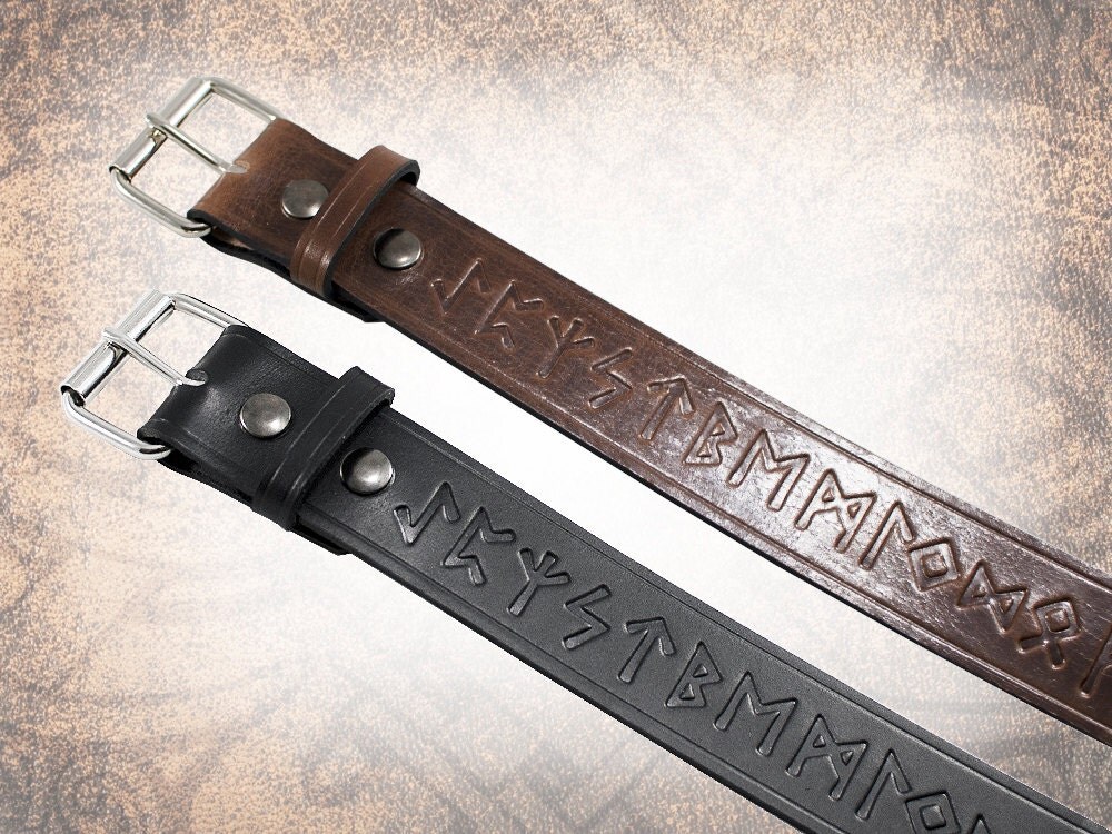 Norse Runes Belt Wide belt Leather Belt Norse by LabyrinthLeather