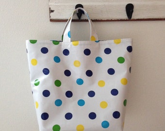 Beth's Blue Tokyo Dot Oilcloth Grocery Market Tote Bag