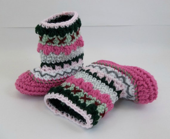Crochet Baby Booties 9 12 Months Mukluk Alaskan Baby
