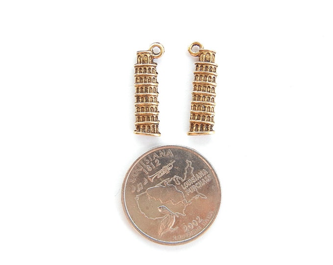 Gold-tone Pewter Leaning Tower of Pisa Charms Charms