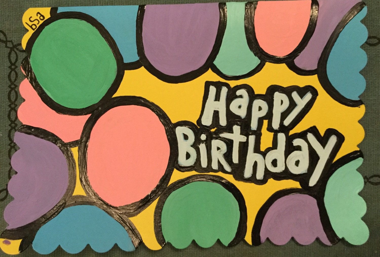 Hand painted Happy birthday card