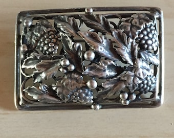 Sterling Victorian Grapes Botanical Brooch