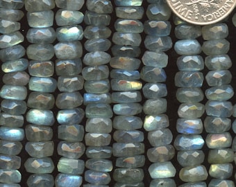 LABRADORITE 3x 6.5-7mm Faceted Rondelles 15.5" strand