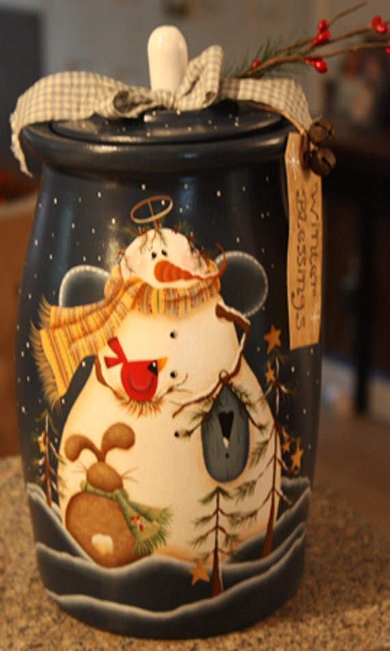 Cookie Jar Butter Churn Lidded Jar Snowman Cookie by adorablecc