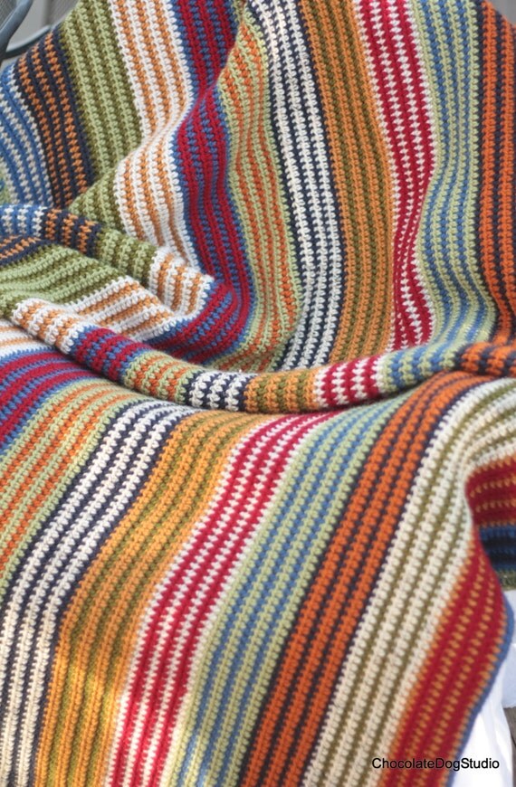 Easy Crochet afghan pattern by ChocolateDogStudio on Etsy