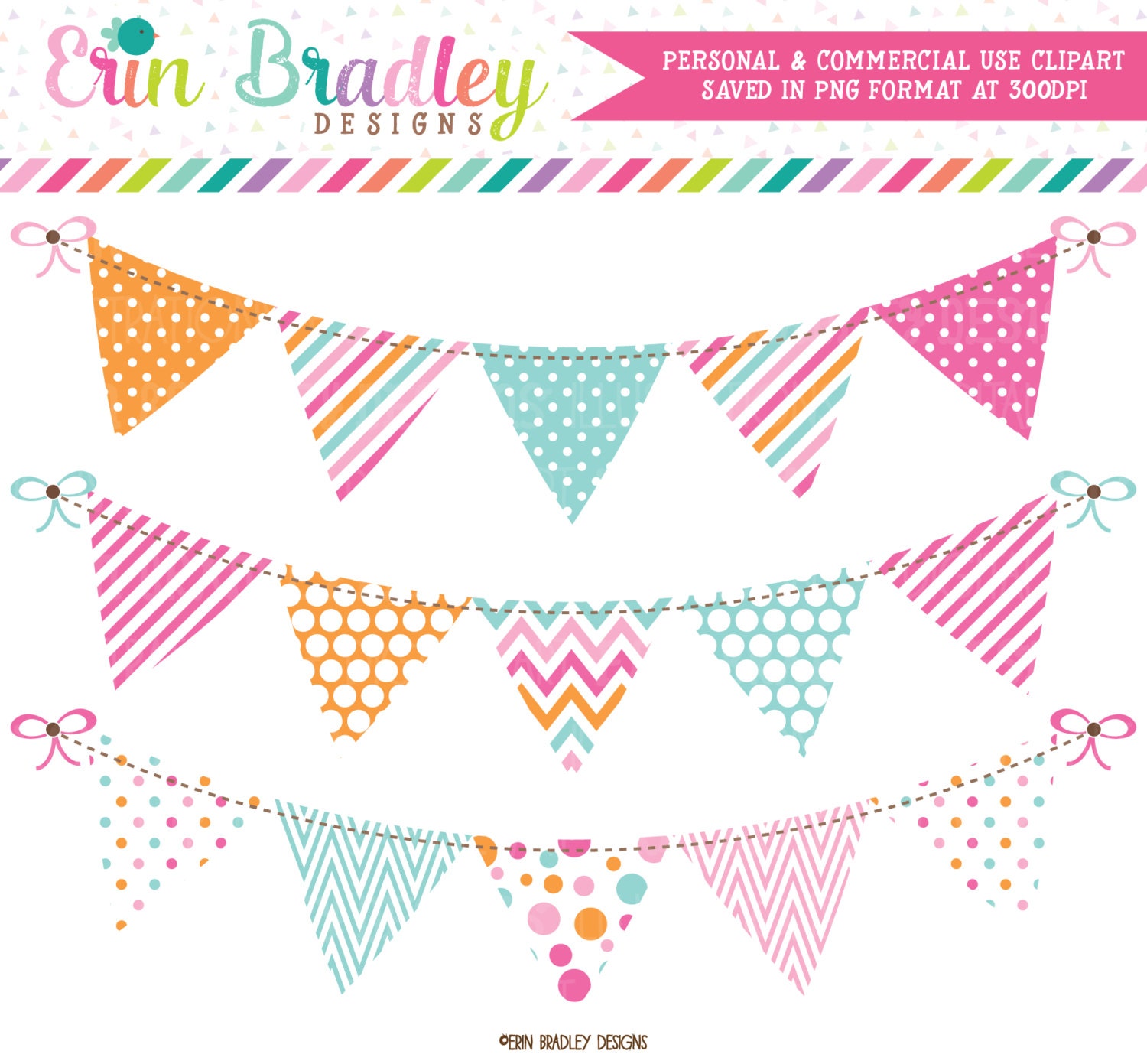 Clip Art Pennant Clipart pennant clipart etsy pink blue orange bunting banner flag graphics polka dots stripes chevron clip art instant download